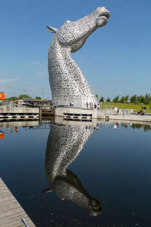 Falkirk, Scotland - 25 may 2017: Large 'Kelpie' sculpture a major tourist attraction in Scotland.のeditorial素材