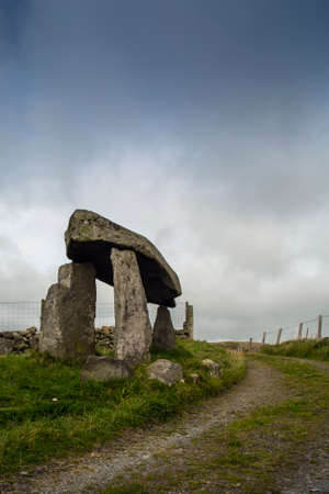 Legananny Dolmen is a tripod dolmen in north Ireland around 5000 years of ageの写真素材