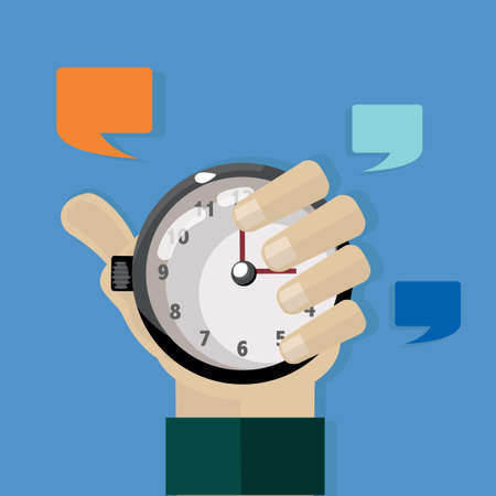 Man holding stopwatch infographic