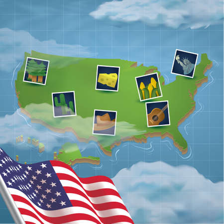 USA map with photos