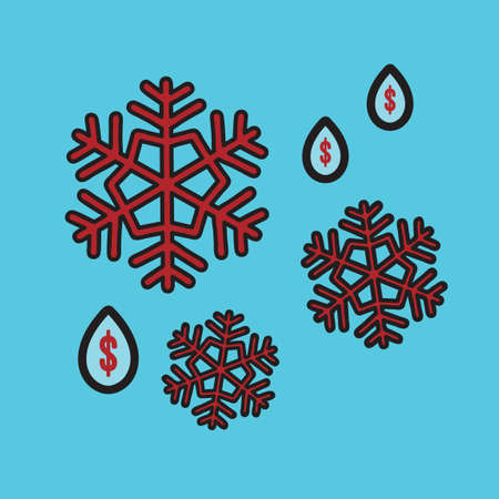 Snowflakes with water drops