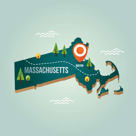 Massachusetts map with capital city