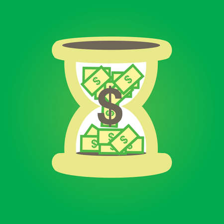 hourglass with dollars