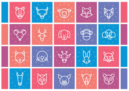collection of animal faces