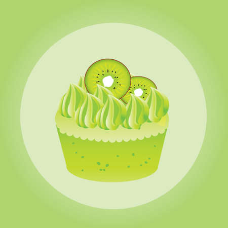 cupcake with kiwi fruit topping