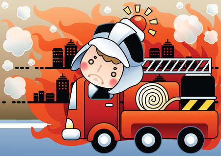 firefighter with firetruck