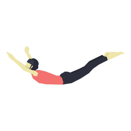 girl practising yoga in locust pose