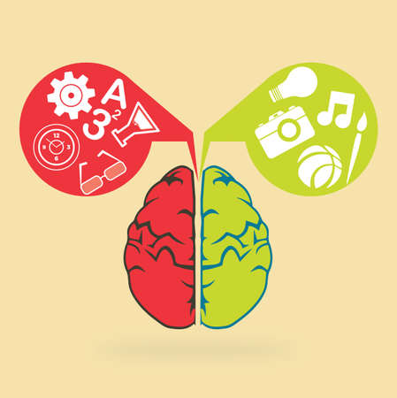 human brain with thought bubbles