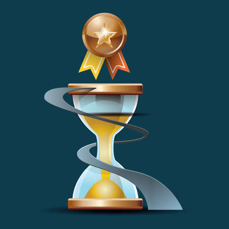 hourglass and medal
