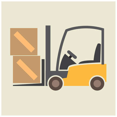 fork lift with cardboard boxes