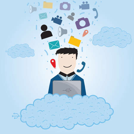 man with cloud computing ideas
