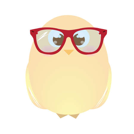a chick wearing glasses