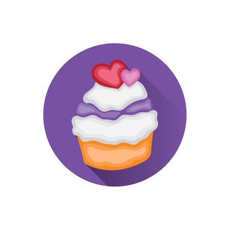 a cupcake with a pair of hearts