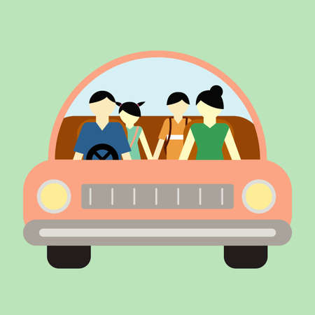 parent with children in a car