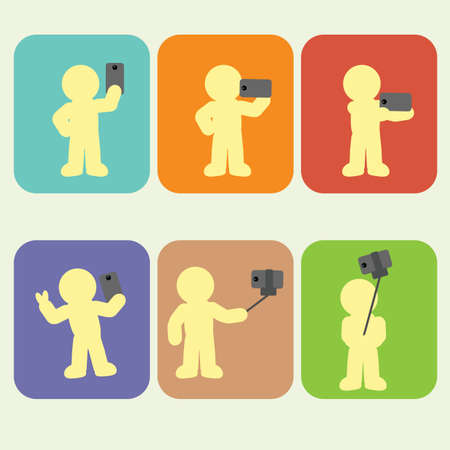 human character taking selfie with smartphone