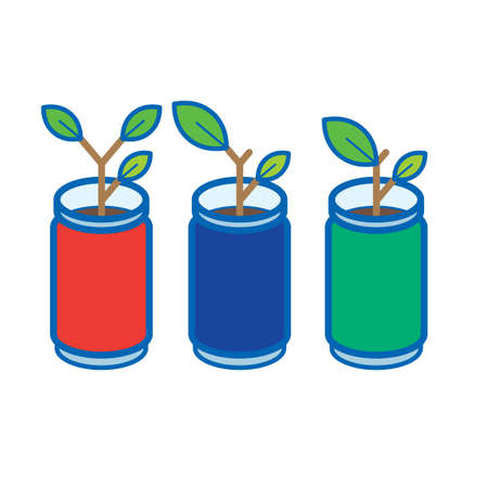 plants growing in aluminium cans
