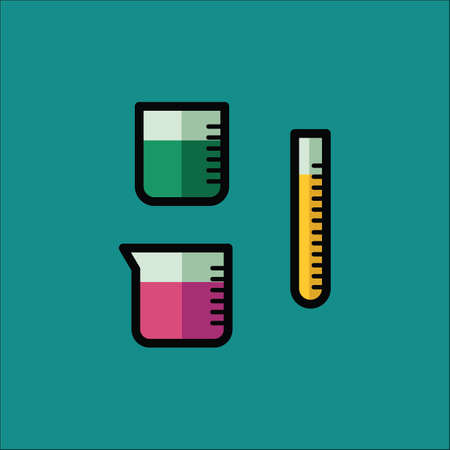 measuring cylinder and two beakers