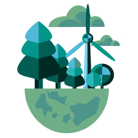 a wind turbine and trees on earth