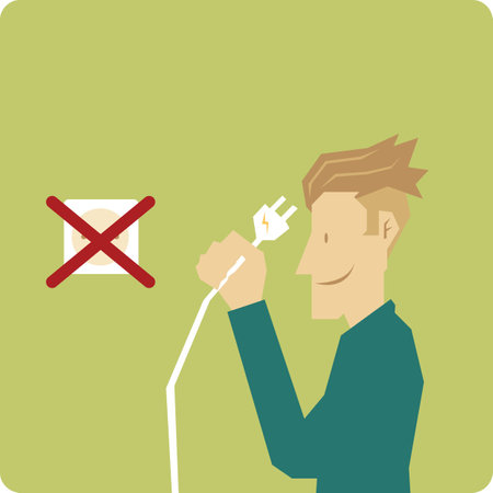 man unplugging the power plug