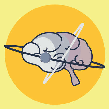 brain with atom and orbit