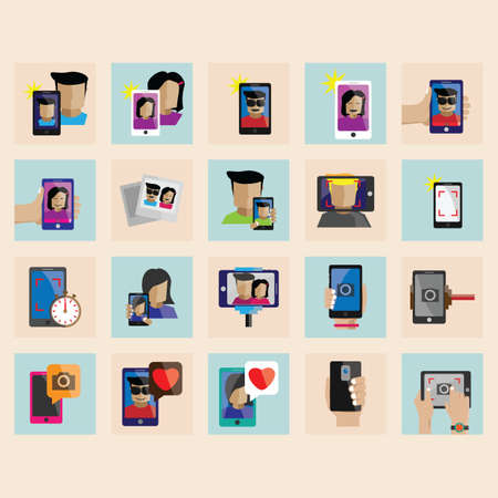 set of selfie icons