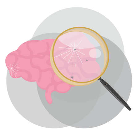 brain and magnifying glass