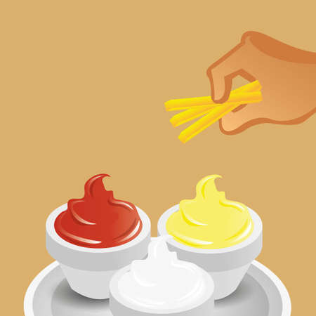 french fries with sauces