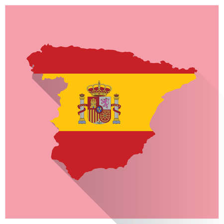 map and flag of spain