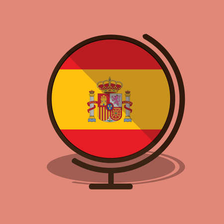 spain flag texture on globe