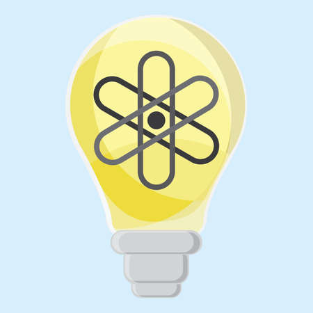 light bulb with atom symbol