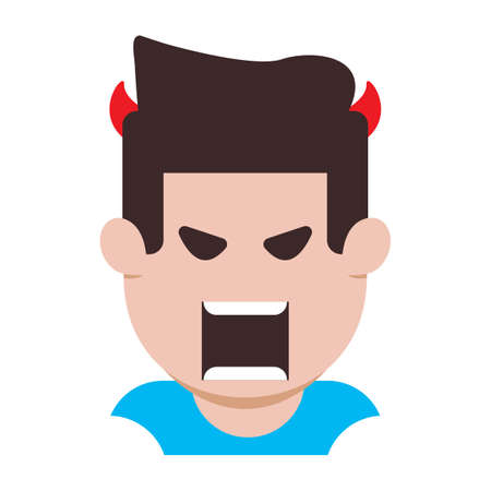 angry boy with horns