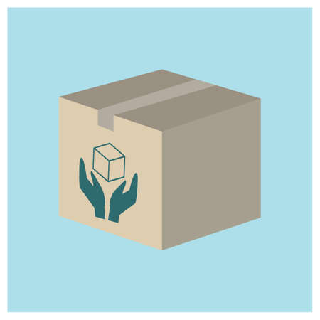 cardboard box with packing symbol