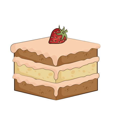 layered cake with strawberry on top