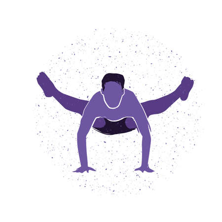 man practising yoga in firefly pose