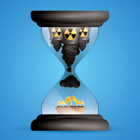 sand clock with eco and pollution concept