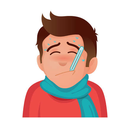 man having fever