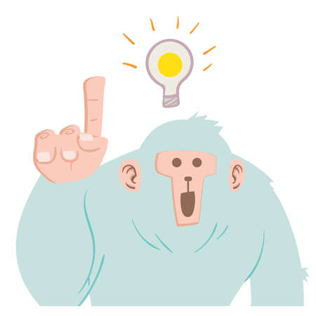cartoon ape having an idea