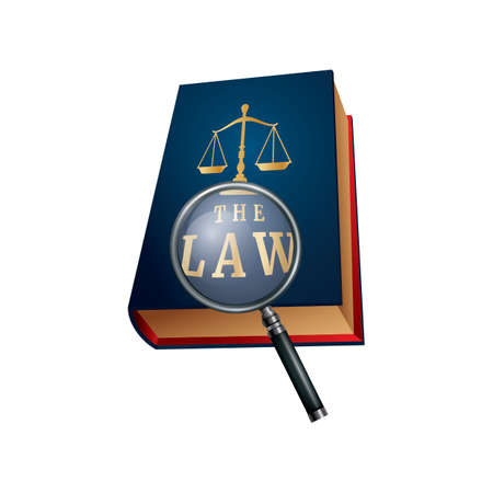 law book with magnifying glass
