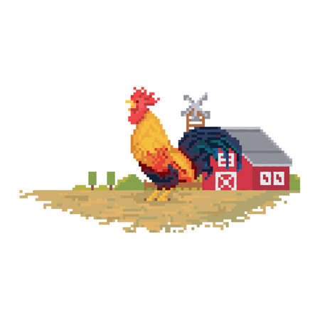 pixel art rooster