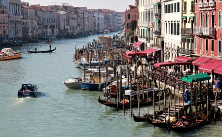 Famous Great canal in Venice from top of Rialto bridge   Venice Carnival period 2012  のeditorial素材