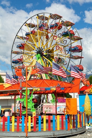 Panoramic wheel full of colors at amusement parkのeditorial素材