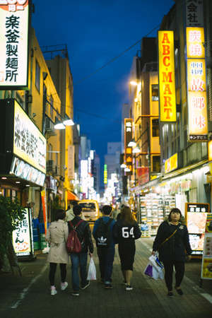 Shinjuku District At Nightのeditorial素材