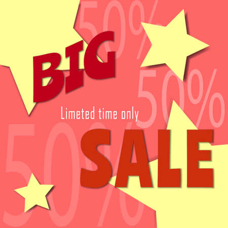 Big sale, with discount percentages on a background with starsの写真素材