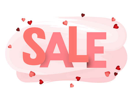 Sale written on a soft pink background with heartsの写真素材