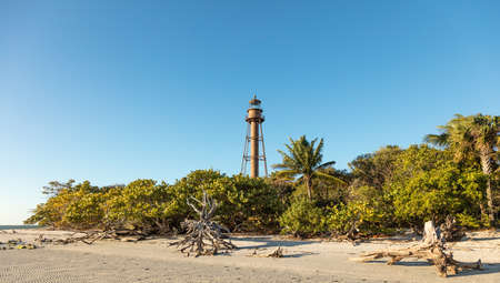 Old lighthouse of Sanibel Island in the morning, Florida, USAの写真素材