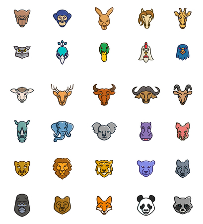 Animal Face Iconsのイラスト素材