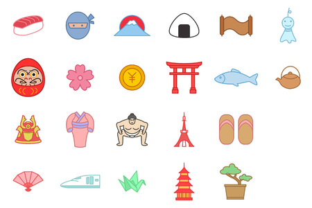 Japan Tradiotional Culture Iconsのイラスト素材