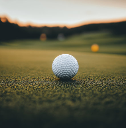 golf ball on the green grassの素材
