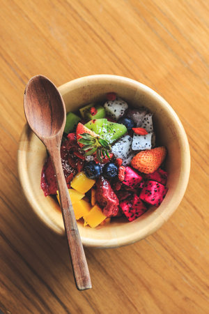 Breakfast fruit bowlの写真素材