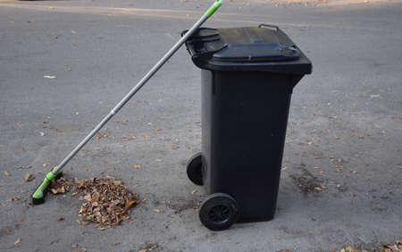 Garbage trash rubbish can dustbin on wheel